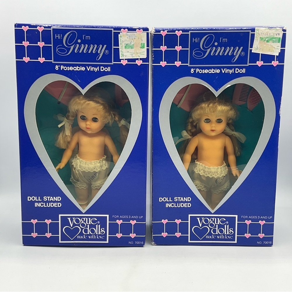 VTG Ginny Vogue Doll 8” Lot Posable Stand 1984 #70016 NOS Hong Kong Dolls Blonde